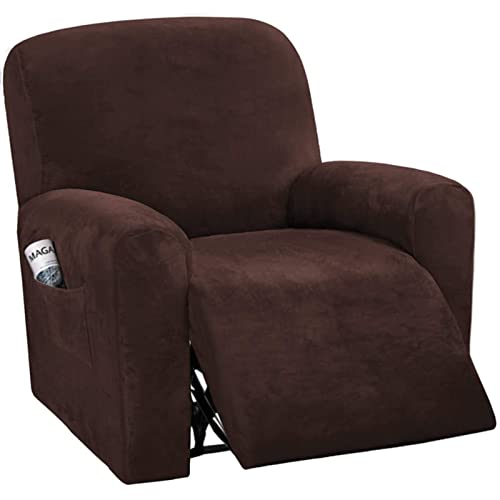OwkHome Samtplüsch-Schonbezug-Set for Relaxsessel Mit Rutschfestem, Elastischem Passformschutz(Coffee) von OwkHome