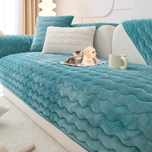 OwkHome Samtsofabezug Mit Rutschfester Unterseite, Waschbarer Sofabezug for Sitzgruppen, Haustierfreundlich(Green,70 * 70cm/27.6 * 27.6in) von OwkHome