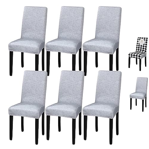 OwkHome Schachbrett-Design, Universeller Elastischer Stuhlbezug for Parsons-Stuhl, Schonbezug(Gray 6pcs) von OwkHome