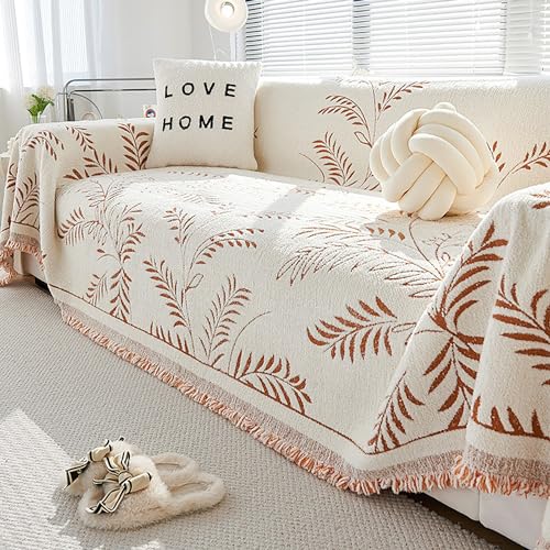 OwkHome Schützender Sofabezug for Anbausofas, Waschbarer, Haustiersicherer Schonbezug, Rutschfester Möbelschutz, Moderner Sofaüberwurf for Das Wohnzimmer(Orange,180 * 380cm/71 * 149in) von OwkHome