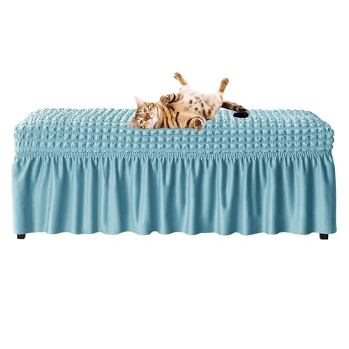 OwkHome Seersucker-Bankbezug, Waschbarer Rechteckiger Bankschutz Mit Stauraum for Die Heimdekoration(Blue,S) von OwkHome