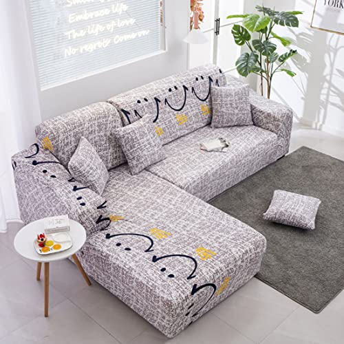 OwkHome Slipcovers for Sectional Sofa Stretch Furniture Protector Polyester Sofa Covers Great for Kids, Pets with Elastic Bottom L Shape Sofa Couch -5-2 Seater+2 Seater(7,4 Seater+4 Seater) von OwkHome