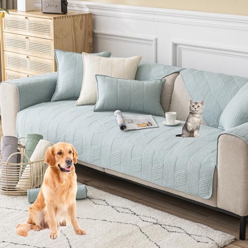 OwkHome Sofabezug Aus Baumwolle, rutschfest, Waschbar, for Haustiere(Blue,70 * 90cm/27.6 * 35.4in) von OwkHome