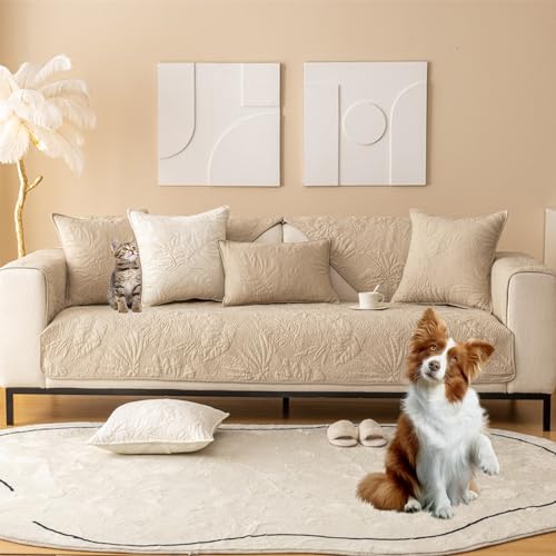 OwkHome Sofabezug Aus Jacquard-Baumwolle, rutschfest, Waschbar, Haustierfreundlich(Khaki,70 * 90cm/27.6 * 35.4in) von OwkHome