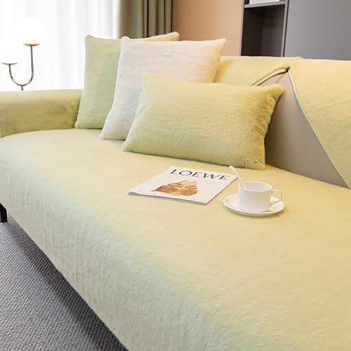 OwkHome Sofabezug Aus Kunstfell, rutschfest, Haustierfreundlich, Waschbar, Universelle Passform(Green,70 * 150cm/27.6 * 59in) von OwkHome