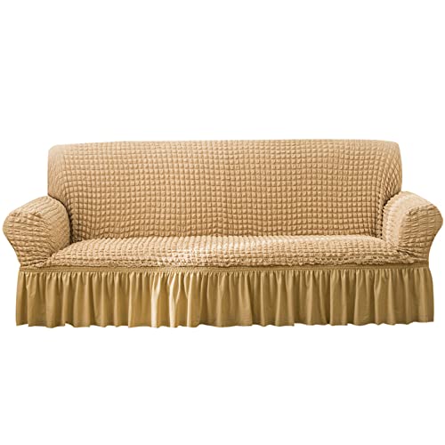 OwkHome Sofabezug Mit Rüschenrock Und Elastischen Kanten, Dehnbarer, Waschbarer Möbelschutz(Yellow-1,2 Seater(145-185cm)) von OwkHome