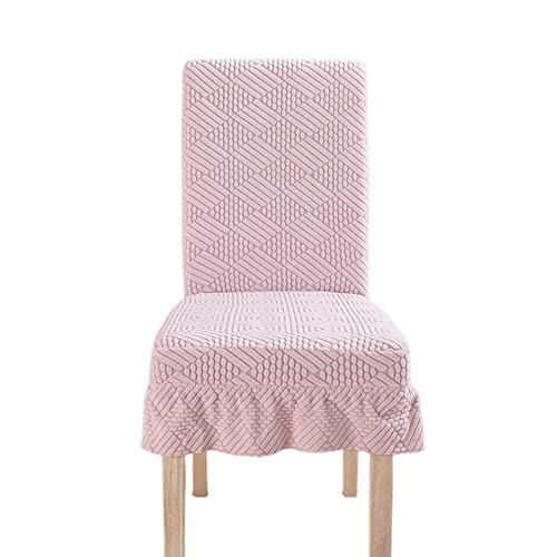 OwkHome Solide, Dehnbare Stuhlhussen Im Parsons-Stil Mit Rock, rutschfeste Stuhlhussen for Esszimmerstühle – Mehrfachpackung(Pink,Set of 2) von OwkHome