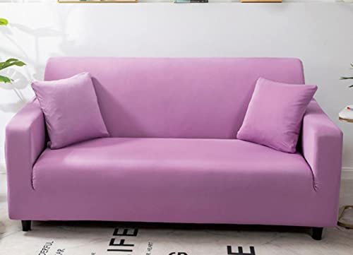 OwkHome Strapazierfähiger, Dehnbarer Sofabezug Aus Plüschsamt Mit Rutschfester, Elastischer Unterseite for Schutz Der Möbel(Light Purple,3 Seater(190-230cm)) von OwkHome