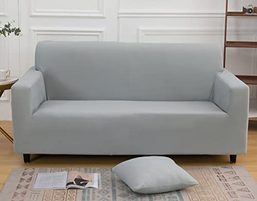 OwkHome Stretch-Armlehnenbezug-Set 2-teilig Mit Anti-Rutsch-Design(Light Grey,2 Seater(145-185cm)) von OwkHome
