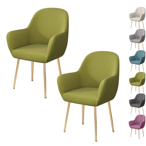 OwkHome Stretch-Armlehnenbezug-Set for Esszimmerstühle, Moderner Schonbezug Mit Gebogener Rückenlehne for Lounge- Und Küchenstühle(Green 2pcs) von OwkHome