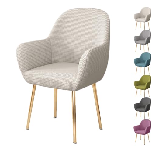 OwkHome Stretch-Armlehnenbezug-Set for Esszimmerstühle, Moderner Schonbezug Mit Gebogener Rückenlehne for Lounge- Und Küchenstühle(White 1pcs) von OwkHome