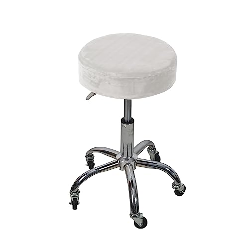OwkHome Stretch-Barhocker-Bezüge Aus Samt, 2er-Set, Runde Schonbezüge for Thekenhocker, Elastischer Stoff, Universelle Passform(White) von OwkHome