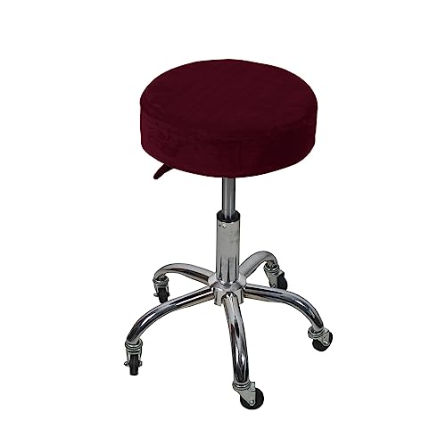 OwkHome Stretch-Barhocker-Bezüge Aus Samt, 2er-Set, Runde Schonbezüge for Thekenhocker, Elastischer Stoff, Universelle Passform(Wine Red) von OwkHome