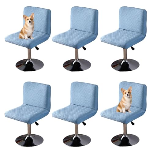 OwkHome Stretch-Barhocker-Sitzbezüge Mit Rückenlehne, Elastische Schonbezüge for Pub-Thekenhocker(Blue,6 Pieces) von OwkHome