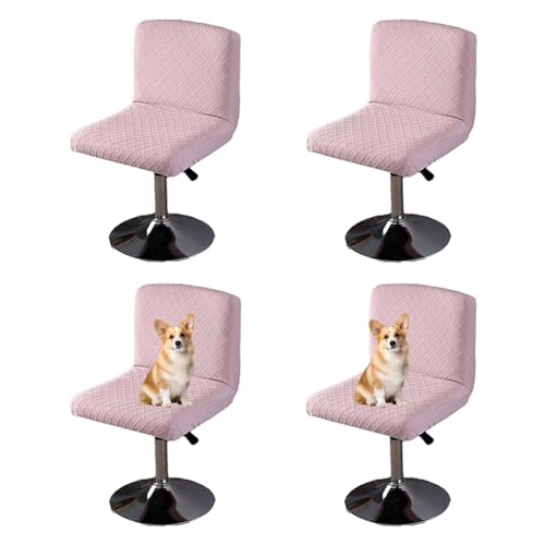 OwkHome Stretch-Barhocker-Sitzbezüge Mit Rückenlehne, Elastische Schonbezüge for Pub-Thekenhocker(Pink,4 Pieces) von OwkHome