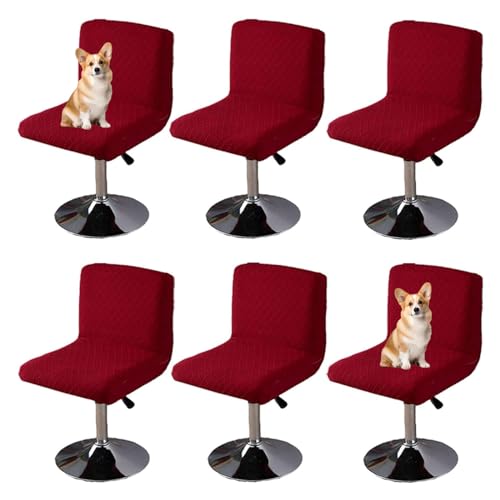 OwkHome Stretch-Barhocker-Sitzbezüge Mit Rückenlehne, Elastische Schonbezüge for Pub-Thekenhocker(Red,6 Pieces) von OwkHome