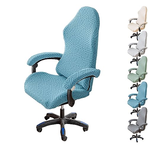 OwkHome Stretch-Bürostuhlbezug, 4er-Set, Verdickter Schonbezug for Computer-Schreibtischstühle Mit Hoher Rückenlehne Und Drehschutz(Blue 1pcs) von OwkHome