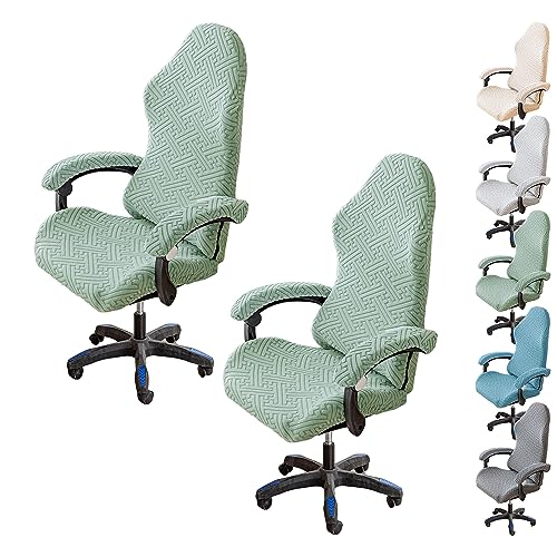 OwkHome Stretch-Bürostuhlbezug, 4er-Set, Verdickter Schonbezug for Computer-Schreibtischstühle Mit Hoher Rückenlehne Und Drehschutz(Green 2pcs) von OwkHome