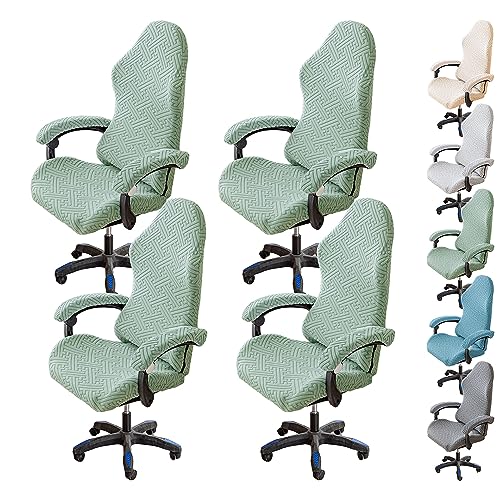 OwkHome Stretch-Bürostuhlbezug, 4er-Set, Verdickter Schonbezug for Computer-Schreibtischstühle Mit Hoher Rückenlehne Und Drehschutz(Green 4pcs) von OwkHome