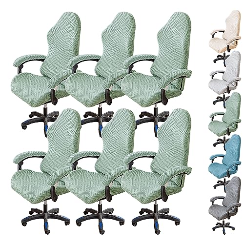 OwkHome Stretch-Bürostuhlbezug, 4er-Set, Verdickter Schonbezug for Computer-Schreibtischstühle Mit Hoher Rückenlehne Und Drehschutz(Green 6pcs) von OwkHome