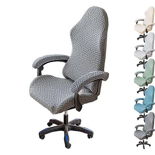 OwkHome Stretch-Bürostuhlbezug, 4er-Set, Verdickter Schonbezug for Computer-Schreibtischstühle Mit Hoher Rückenlehne Und Drehschutz(Grey 1pcs) von OwkHome
