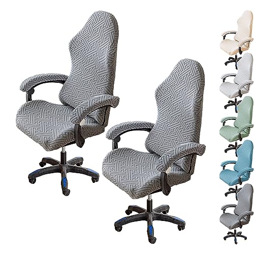 OwkHome Stretch-Bürostuhlbezug, 4er-Set, Verdickter Schonbezug for Computer-Schreibtischstühle Mit Hoher Rückenlehne Und Drehschutz(Grey 2pcs) von OwkHome