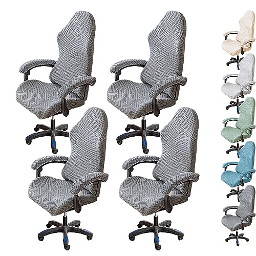 OwkHome Stretch-Bürostuhlbezug, 4er-Set, Verdickter Schonbezug for Computer-Schreibtischstühle Mit Hoher Rückenlehne Und Drehschutz(Grey 4pcs) von OwkHome