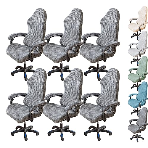 OwkHome Stretch-Bürostuhlbezug, 4er-Set, Verdickter Schonbezug for Computer-Schreibtischstühle Mit Hoher Rückenlehne Und Drehschutz(Grey 6pcs) von OwkHome