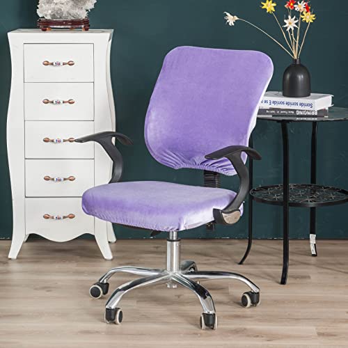 OwkHome Stretch-Bürostuhlbezug Aus Samt – Universeller, Rutschfester Schutz Mit Abnehmbarem Design(Light Purple) von OwkHome