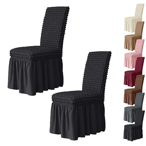OwkHome Stretch-Bürostuhlbezug-Set, Universelle Waschbare Schonbezüge for Computer- Und Drehbare Schreibtischstühle(Black 2pcs) von OwkHome