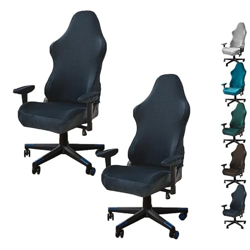 OwkHome Stretch-Bürostuhlbezug-Set, Universelle Waschbare Schonbezüge for Computer- Und Drehbare Schreibtischstühle(Navy 2pcs) von OwkHome