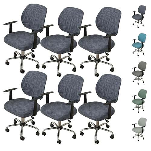 OwkHome Stretch-Bürostuhlbezug-Set – Abnehmbarer Schonbezug for Computer- & Drehstühle Mit Rückenlehne(A 6pcs) von OwkHome