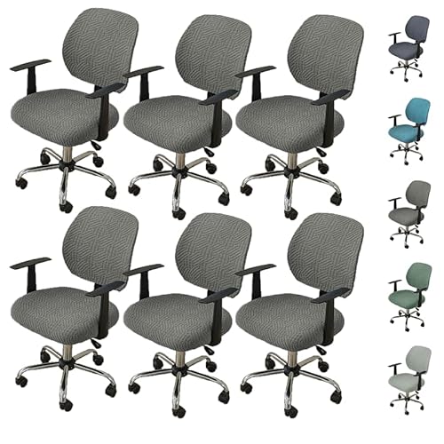 OwkHome Stretch-Bürostuhlbezug-Set – Abnehmbarer Schonbezug for Computer- & Drehstühle Mit Rückenlehne(C 6pcs) von OwkHome
