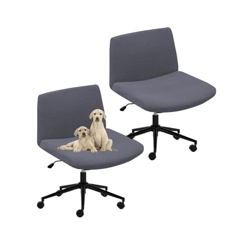 OwkHome Stretch-Criss-Cross-Stuhlbezug for Schreibtischstühle Ohne Armlehnen, Rutschfester Büro-Schonbezug(Dark Gray) von OwkHome