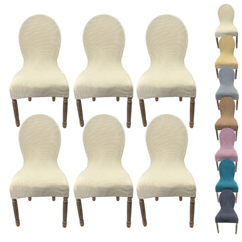 OwkHome Stretch-Esszimmerstuhl-Bezugsset, Elastischer Schonbezug Mit Gebogener Rückenlehne for Küche Und Bankett(A 6pcs) von OwkHome