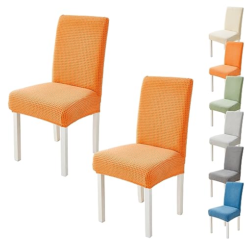 OwkHome Stretch-Esszimmerstuhl-Bezugsset (1/2/4/6) Mit Reißverschluss – Abnehmbarer, Waschbarer Schonbezug for Stühle Zu Hause, Im Hotel Und Im Büro(Orange 2pcs) von OwkHome