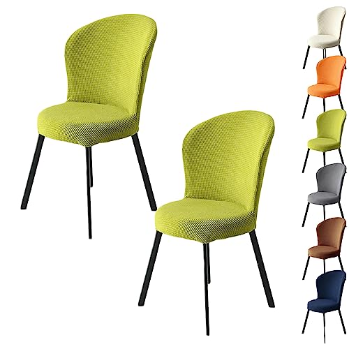 OwkHome Stretch-Esszimmerstuhl-Schonbezüge, Universelle Passform, Runder Sitz, Gebogene Rückenlehne, Kariertes Muster, for Restaurant, Hotel, Zuhause(Green 2pcs) von OwkHome