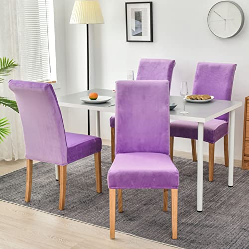 OwkHome Stretch-Esszimmerstuhl-Schonbezüge Aus Samt, 6er-Set, Waschbar Und Abnehmbar(Y,4Pack) von OwkHome