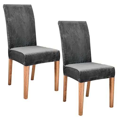 OwkHome Stretch-Esszimmerstuhl-Schonbezüge Aus Samt, Multipack, Elastische Schutzhüllen for Den Heim- Und Veranstaltungsgebrauch(Dark Grey,6 Pieces) von OwkHome