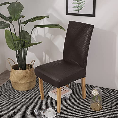 OwkHome Stretch-Esszimmerstuhl-Schonbezug Aus Wasserdichtem PU-Leder, Abnehmbarer Und Waschbarer Schutz for Das Hochzeitsbankett Im Home-Hotel, 2-teiliges Set(F,4PCS) von OwkHome