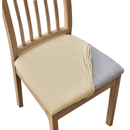 OwkHome Stretch-Esszimmerstuhl-Schonbezug-Set, Sitzschutzbezüge Aus PU-Leder(Beige,6 Pieces) von OwkHome