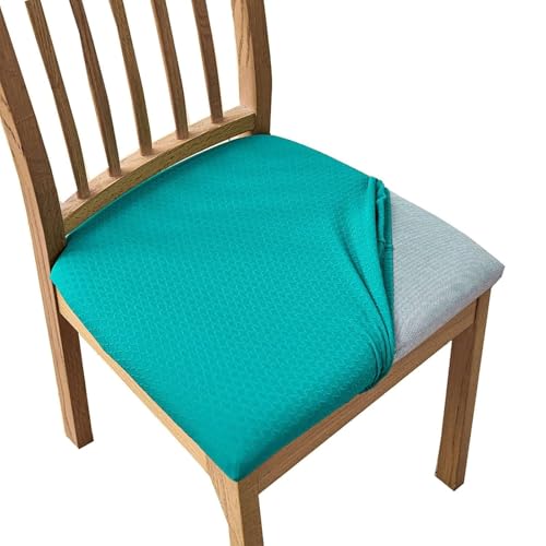 OwkHome Stretch-Esszimmerstuhl-Schonbezug-Set, Sitzschutzbezüge Aus PU-Leder(Blue,4 Pieces) von OwkHome
