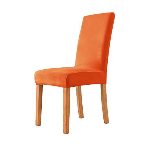 OwkHome Stretch-Esszimmerstuhl-Schonbezug-Set Aus Samt, Abnehmbarer Schonbezug Ohne Armlehnen for Zuhause Und Bankette(Orange,6 Pieces) von OwkHome
