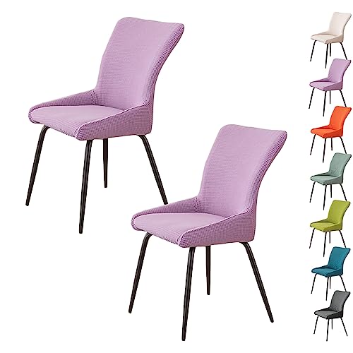 OwkHome Stretch-Esszimmerstuhl-Schonbezug-Set – Stoffbezug Mit Maisstruktur for Stühle Mit Gebogener Rückenlehne, Waschbarer, Elastischer Sitzbezug for Bankette Im Home-Hotel, Grau(Purple 2pcs) von OwkHome