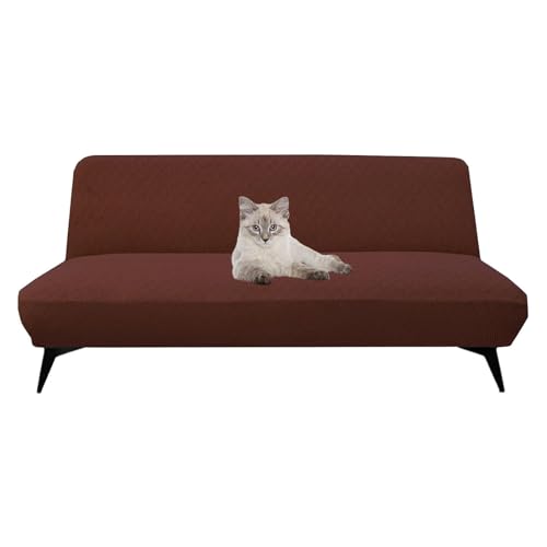 OwkHome Stretch-Futon-Schonbezug, Waschbar, Universeller Anti-Rutsch-Bezug for Schlafsofas Ohne Armlehnen(Coffee,Large) von OwkHome