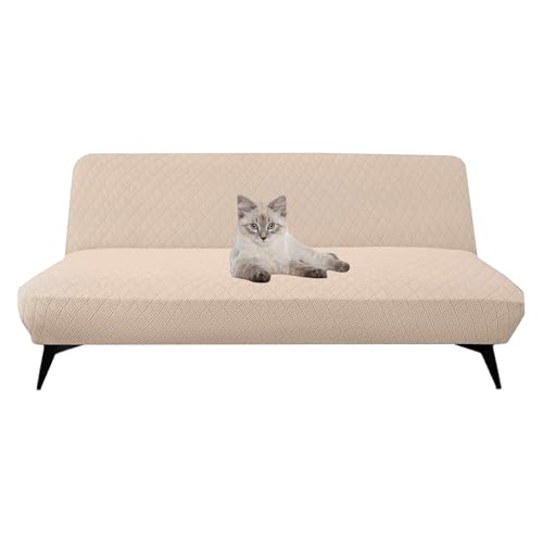 OwkHome Stretch-Futon-Schonbezug, Waschbar, Universeller Anti-Rutsch-Bezug for Schlafsofas Ohne Armlehnen(Pink,Large) von OwkHome