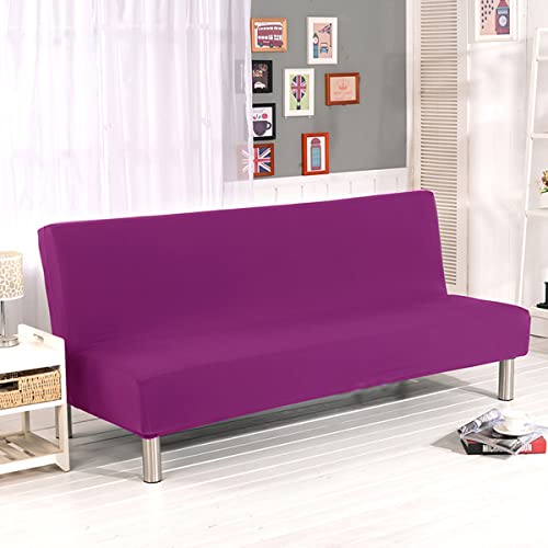 OwkHome Stretch-Futon-Schonbezug Mit Elastischer Unterseite, Waschbarer Bezug for Schlafsofa Ohne Armlehnen(Deep Purple,Large) von OwkHome