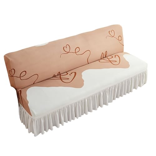 OwkHome Stretch-Futon-Schonbezug Mit Rock, Rutschfester Bezug for Armloses Schlafsofa, Gummiband(4,Large) von OwkHome