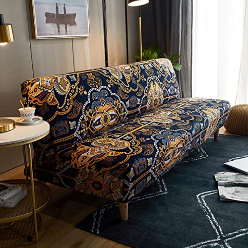 OwkHome Stretch-Futon-Schonbezug for Armlose Schlafsofas | Elastischer, Bedruckter Möbelschutz(1,125-155cm) von OwkHome
