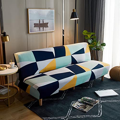 OwkHome Stretch-Futon-Schonbezug for Armlose Schlafsofas | Elastischer, Bedruckter Möbelschutz(10,125-155cm) von OwkHome